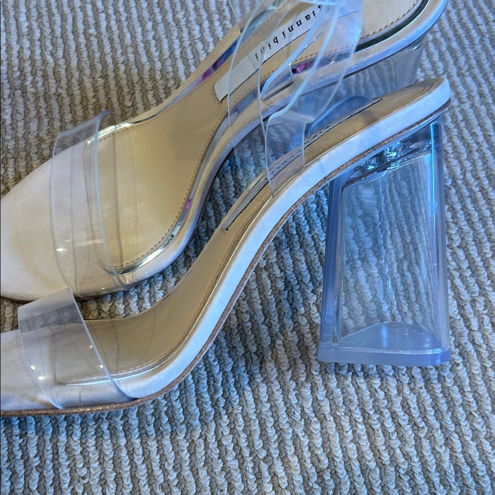 NWT Gianni Bini liyra Tan and Clear vinyl black heel Sandals size 8.5 - Picture 8 of 13